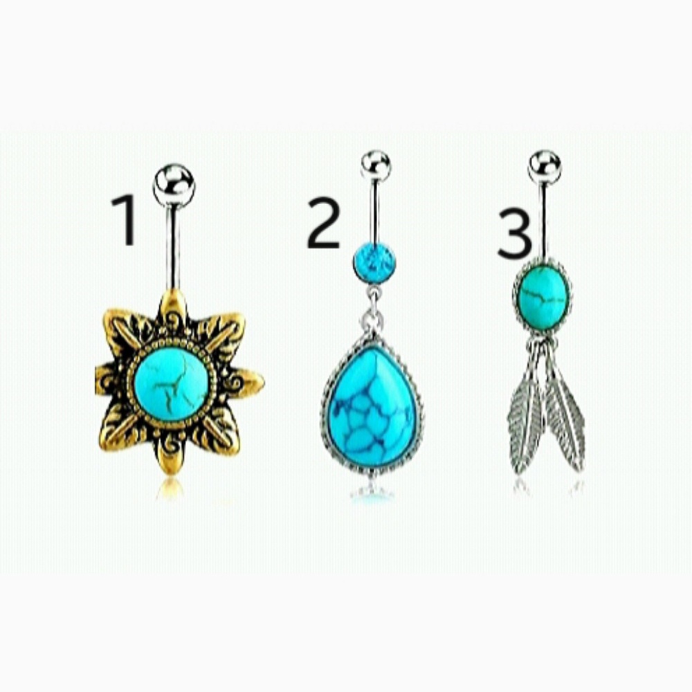 Boho Turquoise Belly Rings - Picture 2 of 6